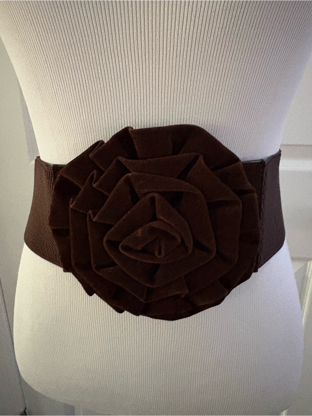 Velvet Flower Belt Chocolate Brown Sx 29.5